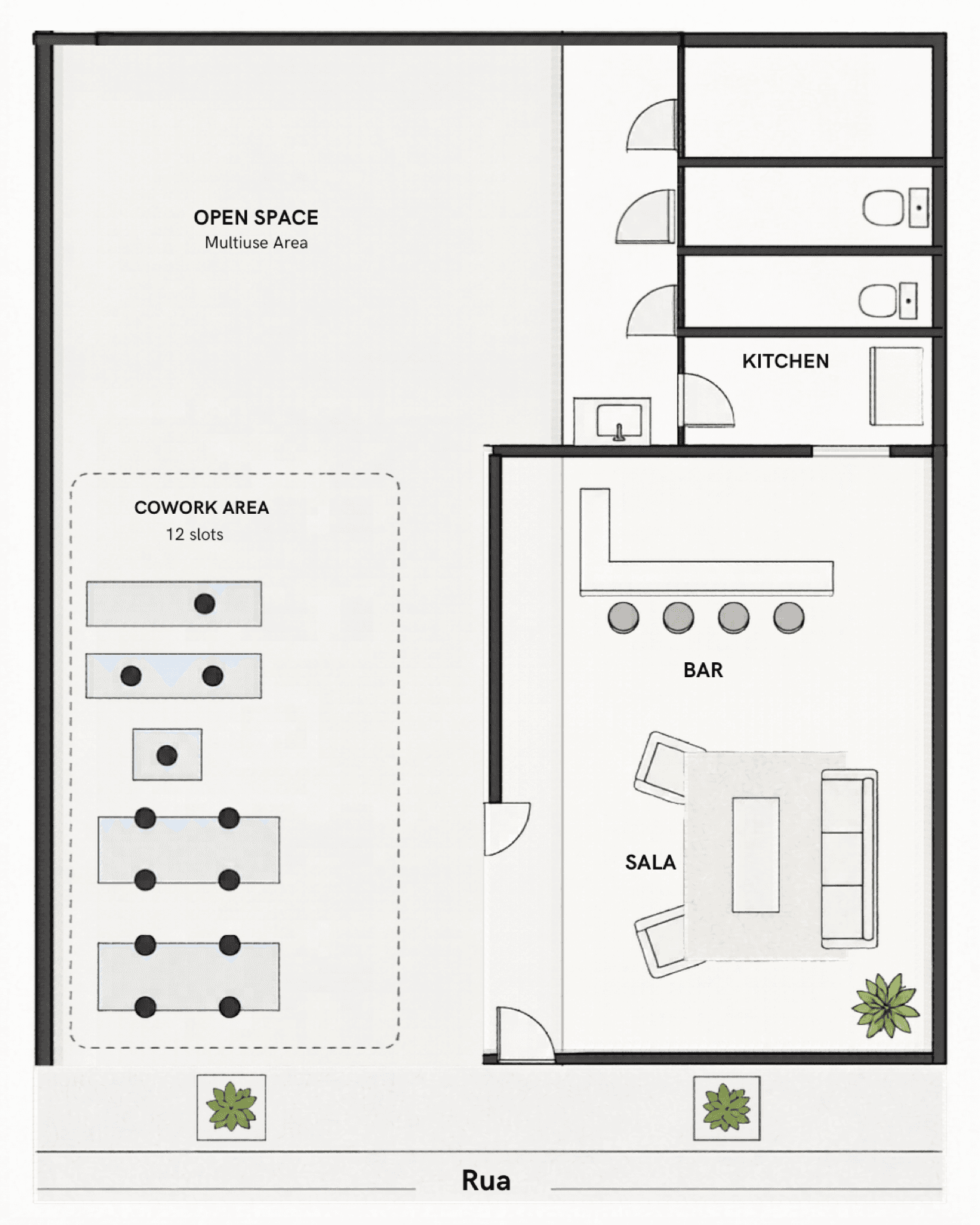 A planning image of the Aconchego House space layout used for app and operations thinking.